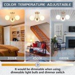 KoKo&Yukina 3-Light Semi Flush Mount Ceiling Light Globe Ceiling Light Mid Century Ceiling Light with Opal Milk Glass Globe & Brushed Brass for Bedroom Hallway Entryway Kitchen Living Room-Bulb Incl