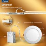 Amico 6 Pack 6 Inch 5CCT LED Recessed Ceiling Light with Night Light, 2700K/3000K/3500K/4000K/5000K Selectable Ultra-Thin Recessed Lighting, 12W=110W, 1100LM, Dimmable Canless Wafer Downlight ETL&FCC