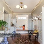 KoKo&Yukina 3-Light Semi Flush Mount Ceiling Light Globe Ceiling Light Mid Century Ceiling Light with Opal Milk Glass Globe & Brushed Brass for Bedroom Hallway Entryway Kitchen Living Room-Bulb Incl