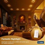 Amico 6 Pack 6 Inch 5CCT LED Recessed Ceiling Light with Night Light, 2700K/3000K/3500K/4000K/5000K Selectable Ultra-Thin Recessed Lighting, 12W=110W, 1100LM, Dimmable Canless Wafer Downlight ETL&FCC