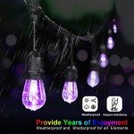 Mlambert 48FT Outdoor Patio Lights Waterproof Dimmable with Remote, RGB Cafe LED String Light with 15 Shatterproof Bulbs for Bistro Party-Black 1 Pack