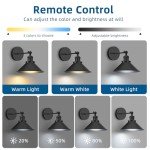 ZornLots Battery Operated Wall Sconce Set of 2,Vintage Wireless Wall Sconces with Remote,Dimmable Led Wall Lights,Wall Lamp Fixture Indoor Bedroom Living Room Kitchen,LED Bulbs Included,Black