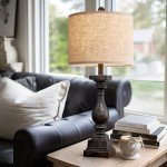 BOBOMOMO 27" Farmhouse Table Lamp Set of 2 with USB A+C for Bedroom Living Room Vintage Rustic Traditional Nightstand Bedside Lamps Retro Side Table Lamps (Black)