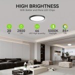 MODERN 12 Pack Super Thin 9inch 2800lm Flush Mount LED Ceiling Light Black, 5000K Daylight, Undimmable Ceiling Light Surface Mount for Bedroom, Living Room, Dining Room, Garage, Office
