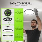 MODERN 12 Pack Super Thin 9inch 2800lm Flush Mount LED Ceiling Light Black, 5000K Daylight, Undimmable Ceiling Light Surface Mount for Bedroom, Living Room, Dining Room, Garage, Office