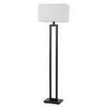 Globe Electric 67046 58" Floor Lamp, Matte Black, White Linen Shade, On/Off Socket Rotary Switch, Standing, Living Room Decor, Bedroom, Tall, Corner Light