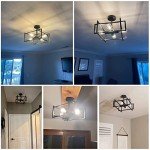 Minyuco Black Ceiling Light Fixtures - 4-Light Industrial Farmhouse Flush Mount Ceiling Lighting,Vintage Metal Chandelier Ceiling Lamp for Kitchen Living Room Bedroom Hallway Laundry Entryway