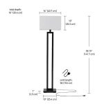 Globe Electric 67046 58" Floor Lamp, Matte Black, White Linen Shade, On/Off Socket Rotary Switch, Standing, Living Room Decor, Bedroom, Tall, Corner Light