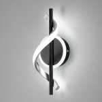 LED Wall Sconces Indoor, 12W LED Wall Mount Lights, Modern Spiral Wall Lamp, Bedside Wall Lamps, 6000K Cold Wall Light Fixture for Stairs, Living Room, Bedroom, Aisle, Hallway (Cold White, Black)