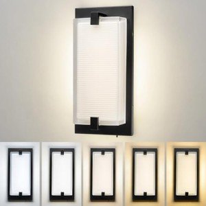 zeyu LED Indoor Wall Sconce, 20W Modern Dimmable Wall Mount Light for Hallway, 5CCT Adjustable 3000K/3500K/4000K/5000K/6500K, Black Finish with Clear Glass Shade, ZTH100B-LED BK
