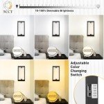 zeyu LED Indoor Wall Sconce, 20W Modern Dimmable Wall Mount Light for Hallway, 5CCT Adjustable 3000K/3500K/4000K/5000K/6500K, Black Finish with Clear Glass Shade, ZTH100B-LED BK