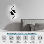 LED Wall Sconces Indoor, 12W LED Wall Mount Lights, Modern Spiral Wall Lamp, Bedside Wall Lamps, 6000K Cold Wall Light Fixture for Stairs, Living Room, Bedroom, Aisle, Hallway (Cold White, Black)
