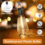Brightever Dimmable Outdoor String Lights with Remote, 3 Colors in 1 LED Patio Lights for Outside with 25+1 ST38 Edison Bulbs, 50FT 3 Modes Gazebo Lights Waterproof for Camping Deck, 2700K/4000K/5000K