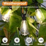 Brightever Dimmable Outdoor String Lights with Remote, 3 Colors in 1 LED Patio Lights for Outside with 25+1 ST38 Edison Bulbs, 50FT 3 Modes Gazebo Lights Waterproof for Camping Deck, 2700K/4000K/5000K
