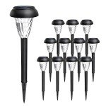 GIGALUMI 12 Pack Solar Lights Outdoor Waterproof, Cool White Pathway Lights Solar Powered, Landscape Lighting, Solar Garden Lights for Decor, Patio, Garden, Yard, Pathways, Walkways
