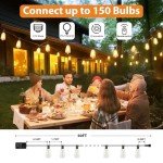 Brightever Dimmable Outdoor String Lights with Remote, 3 Colors in 1 LED Patio Lights for Outside with 25+1 ST38 Edison Bulbs, 50FT 3 Modes Gazebo Lights Waterproof for Camping Deck, 2700K/4000K/5000K