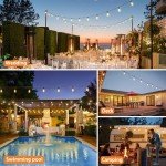 Brightever Dimmable Outdoor String Lights with Remote, 3 Colors in 1 LED Patio Lights for Outside with 25+1 ST38 Edison Bulbs, 50FT 3 Modes Gazebo Lights Waterproof for Camping Deck, 2700K/4000K/5000K