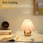 Ziqqeelam Gold Small Bedside Table Lamp for Bedroom, Brass Gold Bedroom Lamps for Nightstand, Cute Mini Table Lamps for Small Spaces with Scalloped Shade for Bedroom, Living Room, Kids Dorm