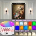 Battery Operated Wall Sconce Light with Remote Control, Dimmable Wall Sconce Set of 2 with White Fabric Shade, Indoor Wireless Battery Operated Wall Lamp Light For Bedroom Living Room, Bulb Included (