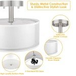 FOLKSMATE 3-Light Semi Flush Mount Ceiling Light Fixture, Drum Light with Double Fabric Shade, Modern Close to Ceiling Lamps for Dining Room Kitchen