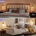 Industrial Touch Table Lamps for Bedrooms Set of 2 - 3-Way Dimmable Nightstand Lamps with USB C+A Ports and Outlet, Black Bedside Lamps with Glass Shade for Living Room, Desk Lamps for Home Office