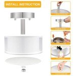 FOLKSMATE 3-Light Semi Flush Mount Ceiling Light Fixture, Drum Light with Double Fabric Shade, Modern Close to Ceiling Lamps for Dining Room Kitchen