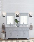 Eidonta 2-Pack Bath Vanity Light Fixtures Wall Sconces, Modern Indoor Bathroom Wall Lights with Seeded Glass, Black Wall Light Fixtures for Bedroom Mirror Kitchen Living Room Entryway Patio