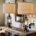 G-SAFAVA 23.75'' Industrial Black Metal Table Lamps Living Room Lamp for Nightstand Set of 2 Bedside End Lamp Home Decor Touch Lamp Modern Lamps with USB Port