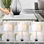 Table Lamps Set of 2 with Touch Control, 3-Way Dimmable Modern Glass table lamp for Living Room with USB C and A Charging Ports， 27" Bedside Desk Lamps for Nightstand Decorations(LED Bulbs Included)