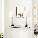 Table Lamps Set of 2 with Touch Control, 3-Way Dimmable Modern Glass table lamp for Living Room with USB C and A Charging Ports， 27" Bedside Desk Lamps for Nightstand Decorations(LED Bulbs Included)