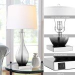 Table Lamps Set of 2 with Touch Control, 3-Way Dimmable Modern Glass table lamp for Living Room with USB C and A Charging Ports， 27" Bedside Desk Lamps for Nightstand Decorations(LED Bulbs Included)