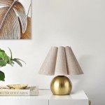 Ziqqeelam Gold Small Bedside Table Lamp for Bedroom, Brass Gold Bedroom Lamps for Nightstand, Cute Mini Table Lamps for Small Spaces with Scalloped Shade for Bedroom, Living Room, Kids Dorm