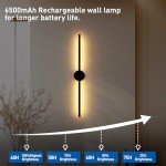 Battery Operated Wall Sconces Set of Two, 35 Inch Wireless LED Sconces Wall Lighting with Remote Control Dimmable, Rechargeable Wall Lights, Wall Lamp Indoor for Living Room Bedroom Hallway - Black