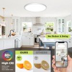 2Pack LED Flush Mount Ceiling Light Fixture, 12Inch 24W, Dimmable&3000K/3500K/4000K/5000K/6500K Adjustable Low Profile Ceiling Lights, 3200LM Modern Lamp for Kitchen, Bedroom, Porch, Hallway, White