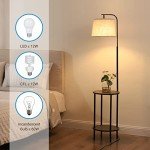DEWENWILS Floor Lamp with Table Attached, Farmhouse Narrow Nightstand, Wooden End Side Table Floor Lamp, Adjustable Reading Lamp for Bedroom, Living Room, Office, Kids Room