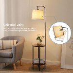 DEWENWILS Floor Lamp with Table Attached, Farmhouse Narrow Nightstand, Wooden End Side Table Floor Lamp, Adjustable Reading Lamp for Bedroom, Living Room, Office, Kids Room