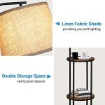 DEWENWILS Floor Lamp with Table Attached, Farmhouse Narrow Nightstand, Wooden End Side Table Floor Lamp, Adjustable Reading Lamp for Bedroom, Living Room, Office, Kids Room