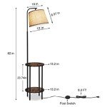 DEWENWILS Floor Lamp with Table Attached, Farmhouse Narrow Nightstand, Wooden End Side Table Floor Lamp, Adjustable Reading Lamp for Bedroom, Living Room, Office, Kids Room