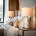 PARTPHONER 23" Modern Ceramic Table Lamp Set of 2, Table Lamps for Living Room, Rustic Farmhouse Bedside Lamps Nightstand lamp for Bedroom, White Desk Lamp for End Table Home Decor Beige