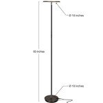 Brightech Sky LED Floor lamp, Torchiere Super Bright Floor Lamp for Living Rooms & Offices - Dimmable, Tall Standing Lamp for Bedroom Reading - Bronze