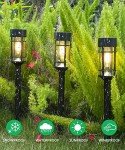ILANCK 8 Pack Solar Pathway Lights Outdoor, Waterproof Solar Lights Outdoor with Metal & Glass Design - Auto On/Off, Long-Lasting, Landscape Lighting for Garden, Yard, Lawn, Driveway, Walkway
