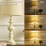 SAIWEYA 27.5" Farmhouse Table Lamps Set of 2 Bedside Lamp with USB C+A Ports & AC Outlet, 3 Way Dimmable Touch Lamps for Living Room Bedroom Office Study Room Rustic Nightstand Traditional Lamp