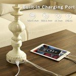 SAIWEYA 27.5" Farmhouse Table Lamps Set of 2 Bedside Lamp with USB C+A Ports & AC Outlet, 3 Way Dimmable Touch Lamps for Living Room Bedroom Office Study Room Rustic Nightstand Traditional Lamp
