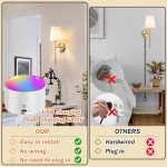 Battery Operated Wall Sconce Set Of Two with Remote Control, Indoor Not Hardwired Dimmable Battery Operated Wall Sconce Light Fixture with Fabric Linen Shade For Bedroom Living Room, Bulb Included ( C