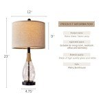 OYEARS 23" USB A+C Table Lamp for Bedroom Living Room Modern Bedside Lamps Retro Farmhouse Rattan Glass Nightstand Nightlight Lamps (Black),Two Light Points