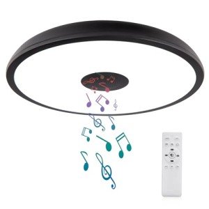 ASALL Black Waterproof LED Ceiling Light Fixture,with Bluetooth Speaker,11 Inch,18 watt, 2700K-6500K Dimmable Music Lamp,RGB Color Changing Light with Remote Control,for Bathroom,Shower,Bedroom