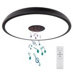 ASALL Black Waterproof LED Ceiling Light Fixture,with Bluetooth Speaker,11 Inch,18 watt, 2700K-6500K Dimmable Music Lamp,RGB Color Changing Light with Remote Control,for Bathroom,Shower,Bedroom