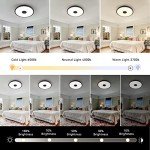ASALL Black Waterproof LED Ceiling Light Fixture,with Bluetooth Speaker,11 Inch,18 watt, 2700K-6500K Dimmable Music Lamp,RGB Color Changing Light with Remote Control,for Bathroom,Shower,Bedroom