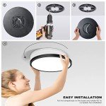 RGZZUP 28W LED Flush Mount Ceiling Light, Shell 3 Color Changeable (3000K/4000K/6000K),120V Slim Surface Mount Ceiling Light Lighting Fixture for Kitchen Bedroom Living Room (Black-6 Pack)