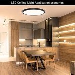 RGZZUP 28W LED Flush Mount Ceiling Light, Shell 3 Color Changeable (3000K/4000K/6000K),120V Slim Surface Mount Ceiling Light Lighting Fixture for Kitchen Bedroom Living Room (Black-6 Pack)